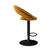 Guilia chaise de bar en velours jaune curry pivotante et réglable
