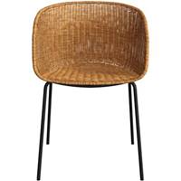Zole chaise en résine tressée pieds métal noir