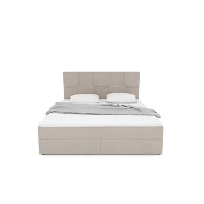 Paollo lit boxspring 180x200 avec rangement en velours beige foncé