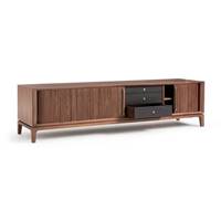Ciamla meuble tv enfilade noyer et cuir