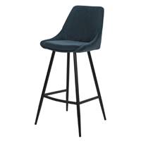 Bari chaise de bar velours côtelé bleu foncé H74cm