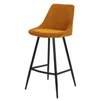 Bari chaise de bar velours côtelé jaune curry H74cm