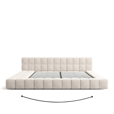 Acaps lit 160x200 avec coffre de rangement modulable tissu texturé beige