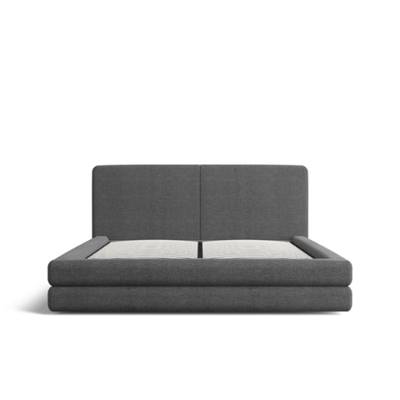 Tichani lit boxspring 180x200 en tissu texturé gris anthracite