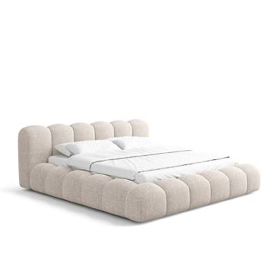Cotton lit 180x200 avec rangement en tissu texturé beige