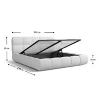 Lorea lit 180x200 avec rangement en velours gris clair