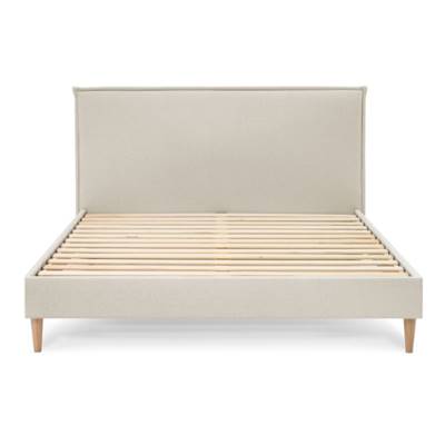 Arys lit 160x200 lattes massives et tissu beige