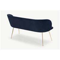 Adeline banc velours bleu roi et laiton