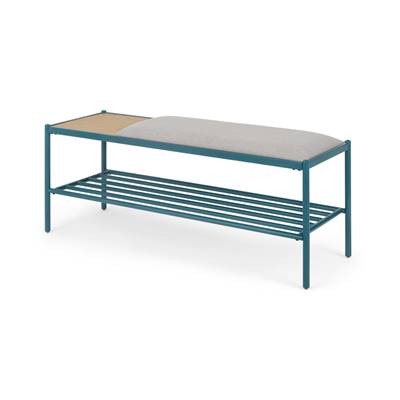 Thornton banc d'entrée bois et métal bleu canard