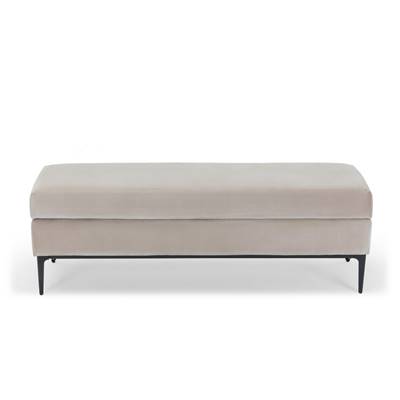 Borry banc coffre velours beige cachemire et métal noir