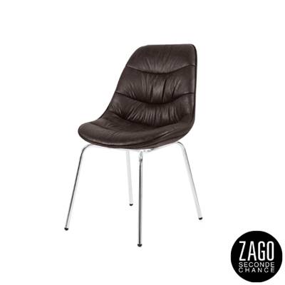 Billy chaise imitation cuir marron pieds chromés