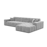 Lodce canapé d'angle droit en velours gris clair