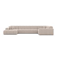 Lodce canapé panoramique angle gauche en tissu texturé beige