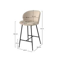 Esmée chaise de bar en tissu bouclé beige et pieds en métal noir H66