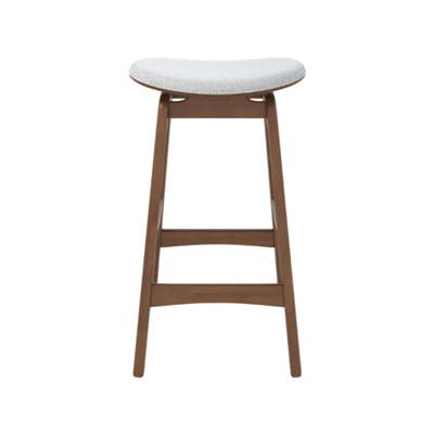 Tobi tabouret îlot central bois d'hévéa et tissu gris H65,5cm