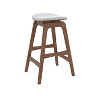 Tobi tabouret îlot central bois d'hévéa et tissu gris H65,5cm