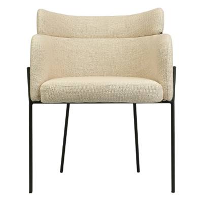 Baita chaise en tissu tweed beige pieds métal noir