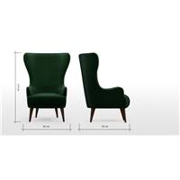 Bodil fauteuil en velours vert bouteille, pieds bois foncé