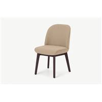 Erdee chaise tissé beige et pieds en bois teinté foncé