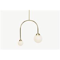 Faye suspension double en laiton et verre dépoli