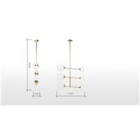 Faye grande suspension 6 lampes, en laiton et verre dépoli