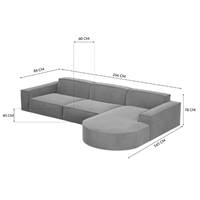 Onys canapé d'angle droit en tissu texturé gris clair