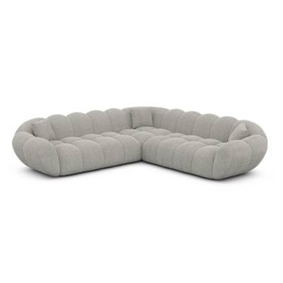 Sigono canapé corner en tissu texturé gris clair