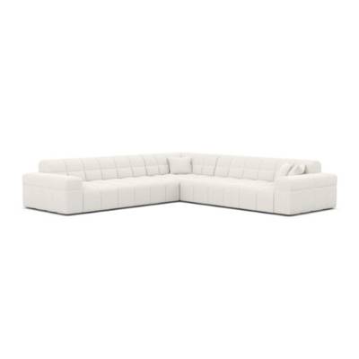 Lomob canapé d'angle L en tissu texturé blanc
