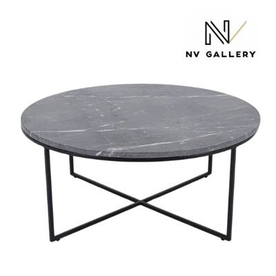 Armelle table basse en marbre gris et métal noir