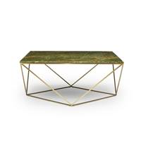 Comtash table basse métal doré et pierre verte