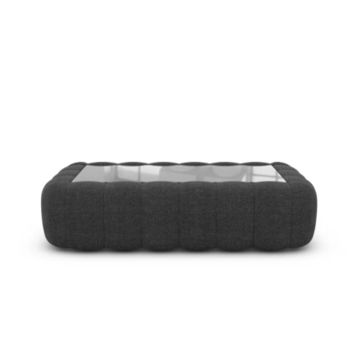 Ralia table basse rectangulaire en tissu texturé gris anthracite et verre