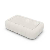 Ralia table basse rectangulaire en tissu texturé blanc et verre