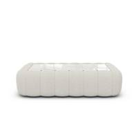 Ralia table basse rectangulaire en tissu texturé blanc et verre