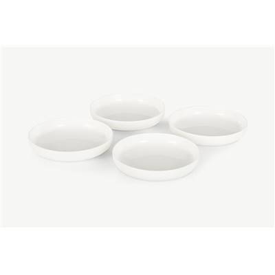 Leah lot de 4 assiettes creuses en porcelaine blanc