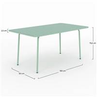 Baca table à manger d'extérieur en métal vert clair 6 personnes