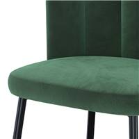 Lisboa chaise en velours vert et pieds en métal noir
