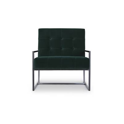Legon fauteuil velours vert et métal noir