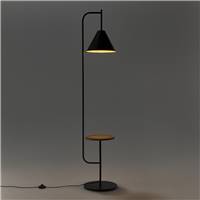 Vestfold lampadaire avec tablette métal noir et bois