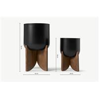 Kofi lot de 2 cache-pots noir et bois foncé