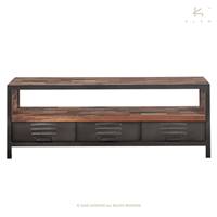 Factory meuble TV bois de bateau recycl 1 niche 3 tiroirs