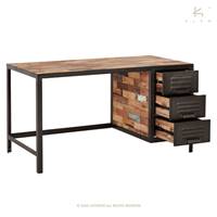 Factory bureau bois de bateau recyclé 3 tiroirs