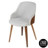 Kyo chaise avec petits accoudoirs en tissu gris clair