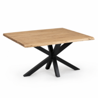 Liveo table à manger carrée 150cm manguier bords irréguliers pieds croisés