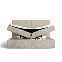 Biloba lit boxspring 180x200 en velours sable avec rangement