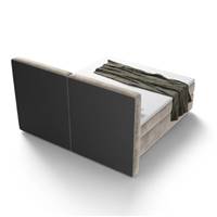 Biloba lit boxspring 180x200 en velours sable avec rangement
