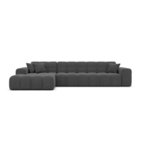 Lodce canap� d'angle gauche en tissu textur� gris anthracite