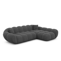 Sigono canapé corner en tissu texturé gris anthracite