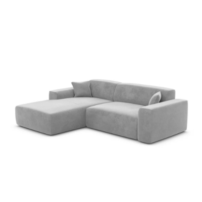 Novage canapé-lit d'angle gauche en velours gris clair avec coffre