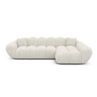Sigono canapé d'angle droit en tissu bouclé blanc
