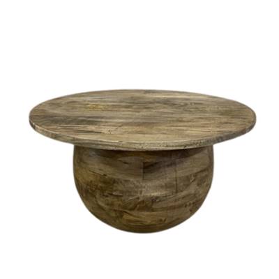 Table basse ronde en bois de manguier pied boule
